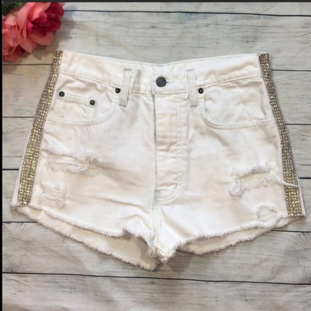 LF Carmar Denim rhinestone high rise shorts